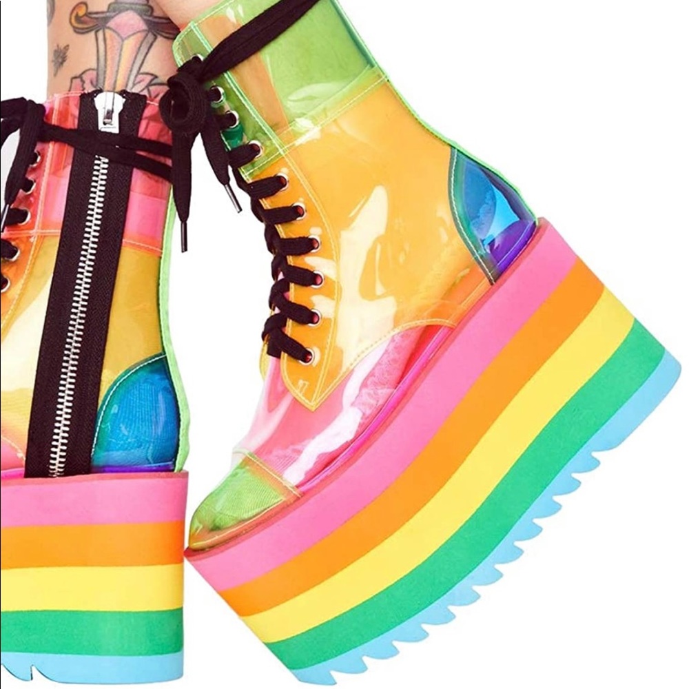 Current Mood Rainbow Platform Boots 8